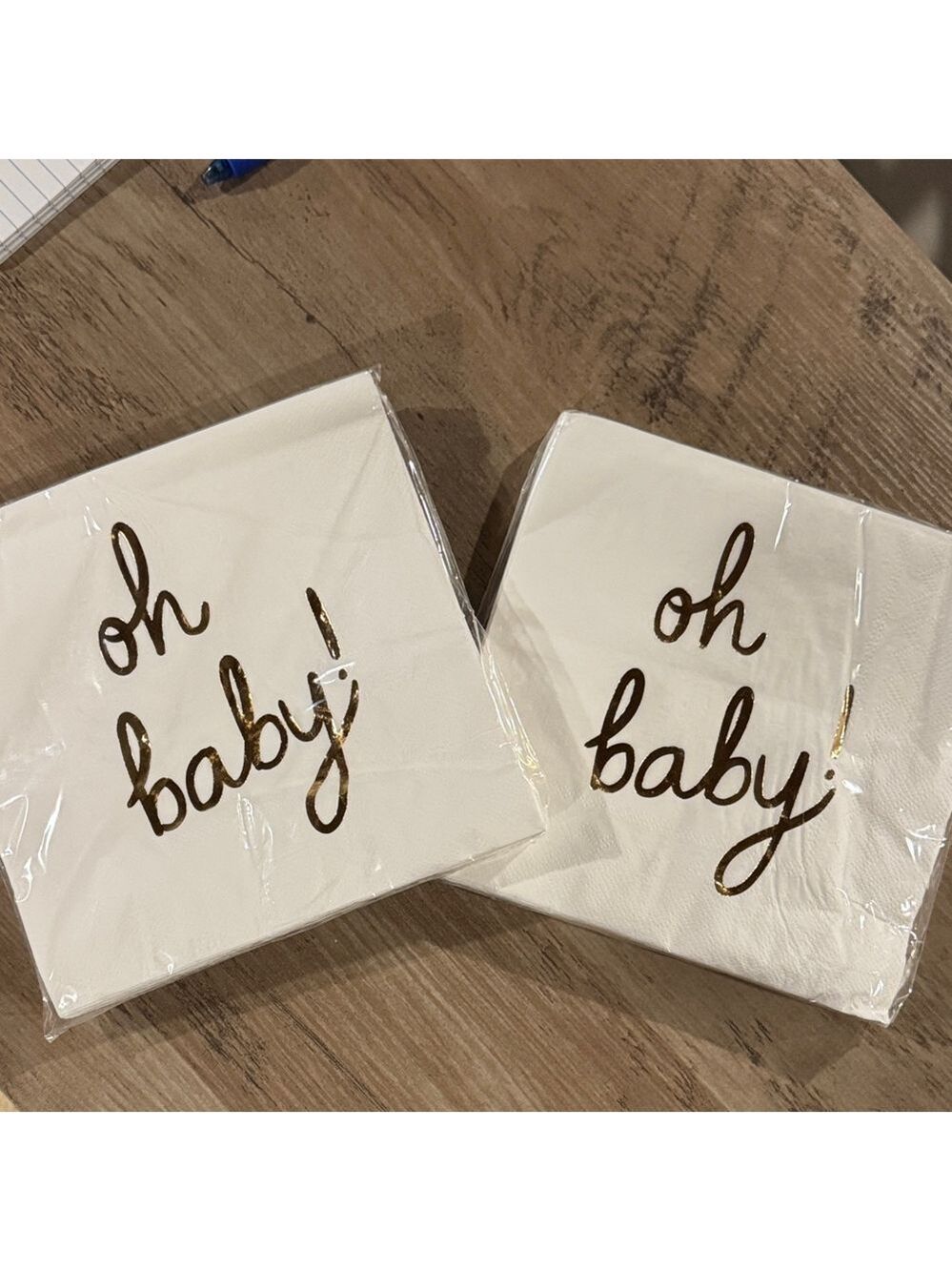 Oh Baby Gold and White Napkins Two 30 Count Packs